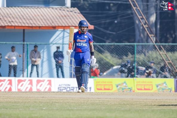 नेपालले तीन विकेट गुमाएर पुरा गर्‍यो सय रन, कुशल ६२ रनमा आउट